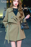 Women Fashion Classic Solid Color Turn-down Collar Single-breasted All-match Elegant Temperament Coat Tops Clothes