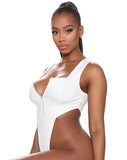 White Sexy Square Collar Sleeveless Solid Zippers