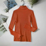 2021 Autumn Winter Sweater Knitted Women Khaki Long Sleeve Slim Casual Turtleneck Pullover Ladies White