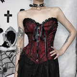 Dark Wind Design Sense Chest Vest Sexy Slim Lace Girdle Waist Show Thin Bandage Blouse-Outfit