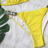Toloer Hot-Selling New Crystal Diamond Chain Swimsuit Split Swimsuit Sexy