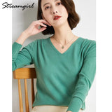 Women's Sweater 2021 White Jumper V Neck Ladies Winter Clothes Women Sweater Knitted Pullovers Sweaters For Women Fashion