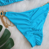 Toloer New Swimsuit Crystal Diamond Swimsuit Sexy Swimsuit Solid Color Strap Metal Chain Accessories