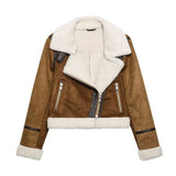 Cashmere Jackets Women Loose Zipper Long Sleeve Short Coat Autumn And Winter New Double-sided Short Warm