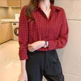 printing Women's blouses 2022 Spring Autumn Casual Tops Basic blouse Ladies Long Sleeve