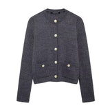 Homemade New Women's Ocean Gold Buckle Knitted Coat