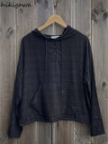 Blusas Mujer De Moda Fashion Korean Blouse for Women Hooded Blouses Long Sleeve Y2K Tops Loose Clothes Plaid Summer Shirts-Outfit
