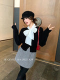 Xixi 2025 Winter White Standard Korean Version Of Elegant Solid Color With Wool Knitted Shirt Small Sweater Girl