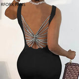 Women Solid Elegant Criss Coraa Backless Asymmetrical Bodycon Tank Sleeveless Maxi Sexy Party Dresses-Outfit