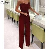 Women 2023 Elegant New Female Jumpsuit Feather Bra Sexy Birthday Club Wear White Maxi White Black Blue Pink