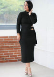 Turtleneck Cut Out Mature Midi