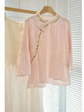Design Is Super Beautiful, Summer Temperament, Thin Style, New Chinese Style, European Style, European Yarn, Pink Shirt, New Style For Women In 2024-Outfit