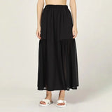 Patchwork Mesh Casual Skirt For Women High Waist A Line Asymmetrical Midi Skirts Female Summer Clothing Style