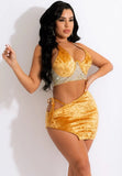 Velvet Cut Out Sexy Beaded Cross Back Club