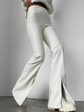 Women PU Faux Leather Pants High Waist Straight Sexy Female Split Trousers 2022 Atumn Winter Streetwear Vintage Slim