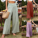 Summer Leisure Wide-Legged Cotton Pop High-Waisted Loose Trousers Women's