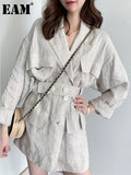 Loose Fit Linen Button Split Joint Big Size Jacket New Lapel Long Sleeve Women Coat Fashion Tide Spring 2022