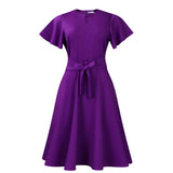 Women's 2025 Summer Fashion Temperament Solid Color Bonded Short Sleeves Grand
