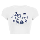 Toloer Simple Print T Women's Fashion Print Crop