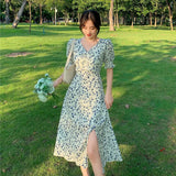 Floral Dress for Women Party French Vintage Retro Office Lady Casual Club Mini Sexy Dresses Summer 2023 New