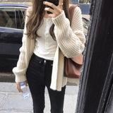 2023 New Korean Version Half-Open-Collar Careful Machine Blouse Threaded Solid Color Long-Sleeved T-Shirt-Outfit