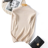 Autumer Winter Women Sweater Knitted Striped Solid Korean Fashion Pullover Slim Long Sleeve Blouse Knit Tops Pulls