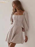 Sexy Slim Square Collar Women'S Dress Winter Long Sleeve Bodycon Mini Dresses Elegant Party Dress For New Year