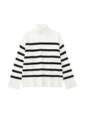 Women Striped Thick Warm Turtleneck Female Oversize Long Sleeve Pullover Sweater 2022 Autumn Fashion Vintage Loose Knit