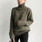 2022 Autumn Winter Loose Turtleneck Pullover Basic Warm Sweater for Women Korean Soft Kniited Solid Sweater