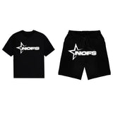 New Men's And Women's Trend Brand Street Hip-Hop Punk Alphabet Printed Leisure Sports Short-Sleeved Shorts Set-Outfit