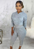 Two Piece Knitting Hoody Top and Pants
