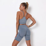 Fitness Set 2pcs Women Vital Workout Suit Sport Wear Gym Clothing Sexy Booty Shorts Bra High Waist Leggings Sports