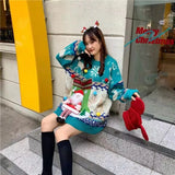 Fall Winter Christmas Santa Claus Women's Sweater Loose Korean Fashion Kawaii Long Sleeve Oversize Pullover Knitted