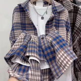 Thick Hair This Plaid Shirt Women Loose Long Autumn And Winter New Hong Kong Taste Shirt Coat