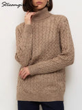 Warm Winter Women Sweater Turtleneck New Knitted Slim Green Thick Solid Basic Winter Pullover Sweater For Women