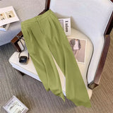 Toloer Wide Leg Pants Women's Pants Spring And Autumn 2024 New High Waist Hanging Feeling Straight Tube Advanced Sense Show Thin Pink Pants Summer-Outfit
