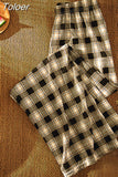 Waist Women Plaid Pants Summer Fashion Loose Wide Leg Pants Y2K Casual Female All Match Straight Trousers Korean