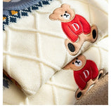 Winter Bear Sweater Casual Cartoon Patchwork Pullover Lazy Harajuku Sweater Knit Streetwear Oversized Pullover