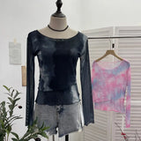 Summer Sunscreen Mesh Yarn Women 2025 Summer New Long-Sleeved T-Shirt