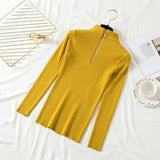 Solid Zipper Pullover Sweater Knitted Autumn and Winter 2021 Long Sleeve Pull Femme Slim Jumper Women Sweaters Tops