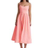 Women A-Line Midi Dress Evening Party Summer Clothes 2023 Chic and Elegant Sleeveless Backless Dress Sexy Club y2k Streetwear-Outfit
