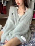 Sweater Coats Women 2022 Autumn Long Sleeve Button Fur Jacket Cardigan Office Lady Korean Fashion Y2k Clothing
