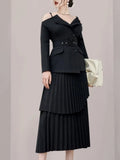 Version Of Temperament Two Sets Of 2025 Autumn New Sling Belt Belt Coat High Waist Pressure Skirt Dress Suit Female