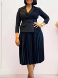 Women's Autumn And Winter Women's Suit And Collar Temperament Pressure Skirt African