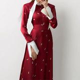 French Collar Long Sleeve New Women's Temperament Elegant Long