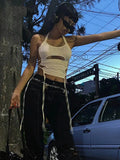 Sexy Backless Summer Crop Top Women Hollow Out 2023 White Sleeveless Bandage Halter Tank Tops Streetwear Cami 90s-Outfit