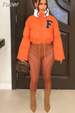Letter Cropped Puffer Jackets and Coats Winter Clothes Women 2023 Street Fashion Parkas Outerwear Wholesale