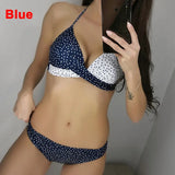 Swimwears Set Sexy Leaf Print Push-up Female Bikinis Swimsuit Beach Polka Dot Halter Two Piece Set Bathing Suit