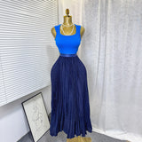 Fashion Folding Wave Half-Dress French Sweet High-Waisted A-Shaped Skirt Mid-Long Folds