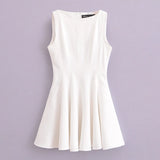 Spring Skate Sleeveless Solid Color Mini Dress 4043041-Outfit